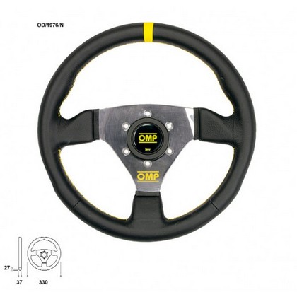 OMP Trecento Steering Wheel in Black Smooth Leather