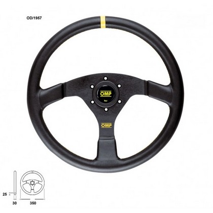 OMP Velocita Steering Wheel in Black Smooth Leather