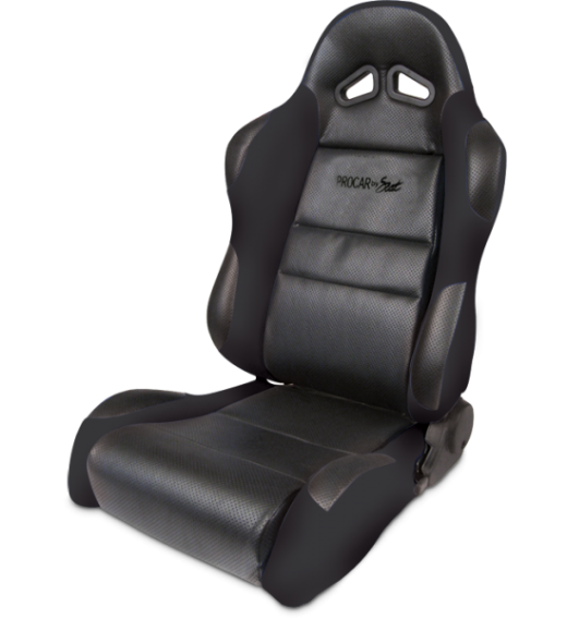 Procar Racing Seat - Sportsman Series, Black Vinyl Inside, Black Velour Wings & Side Bolsters (Left)