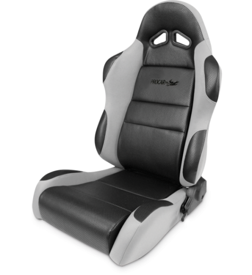 Procar Racing Seat - Sportsman Series, Black Vinyl Inside, Grey Velour Wings & Side Bolsters (Left)