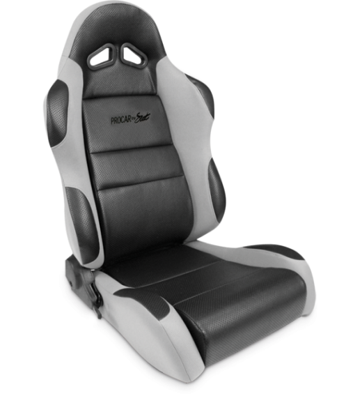 Procar Racing Seat - Sportsman Series, Black Vinyl Inside, Grey Velour Wings & Side Bolsters (Right)