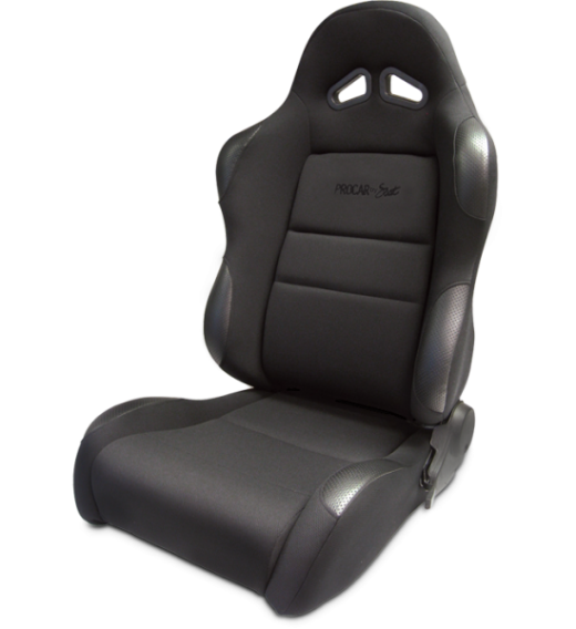 Procar Racing Seat - Sportsman Series, Black Velour Inside, Black Velour Wings & Side Bolsters (Left)