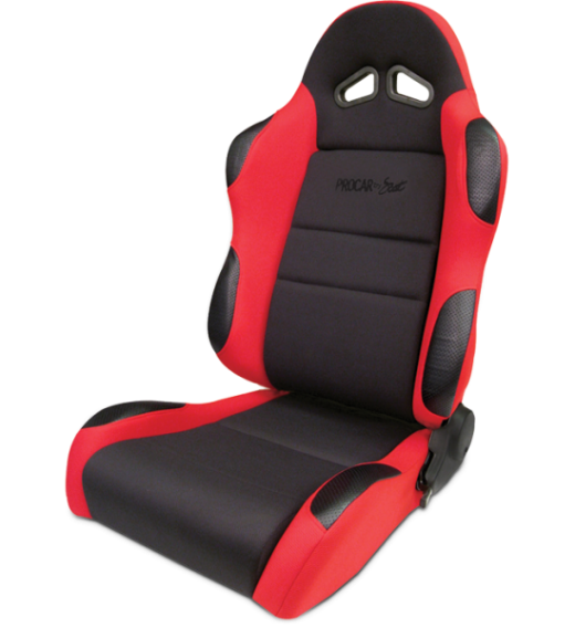 Procar Racing Seat - Sportsman Series, Black Velour Inside, Red Velour Wings & Side Bolsters (Left)