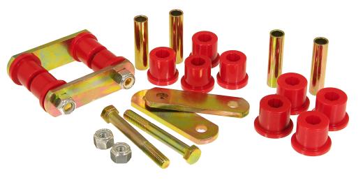 Prothane Rear Leaf Spring Bushings and Heavy Duty Shackles - Red