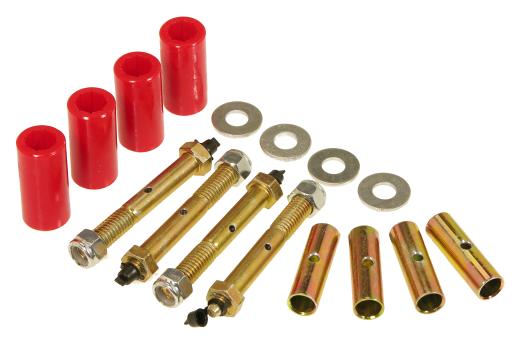 Prothane Front and Rear Greaseable Main Spring Eye Bushings - Red