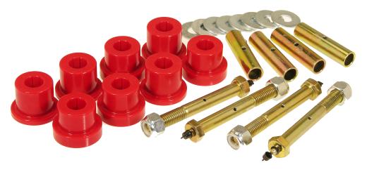 Prothane Front and Rear Greaseable Main Spring Eye Bushings - Red