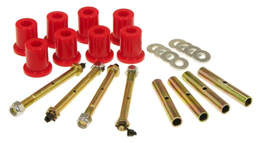 Prothane Rear Greaseable Shackle Bushings and Hardware Kit - Red