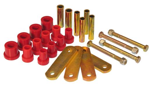 Prothane Rear Spring Eye Bushings and Shackles - Super Stock Spring Conversion Kit - Red