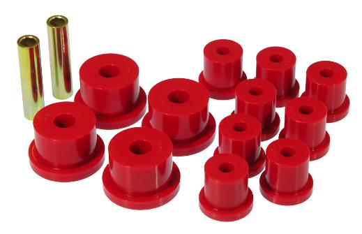 Prothane Rear Leaf Spring and Shackle Bushings Kit - 1/2 Inch ID Shackle - Red