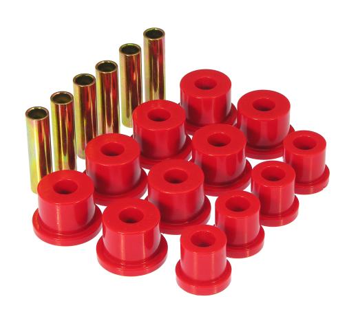 Prothane Rear Leaf Spring Eye and Shackle Bushings Kit - 1-3/8 Inch Frame Shackle - Red