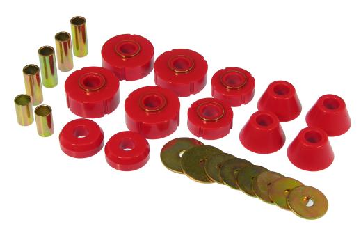 Prothane Body Mount Bushings and Radiator Support Bushings - Standard Cab - Red