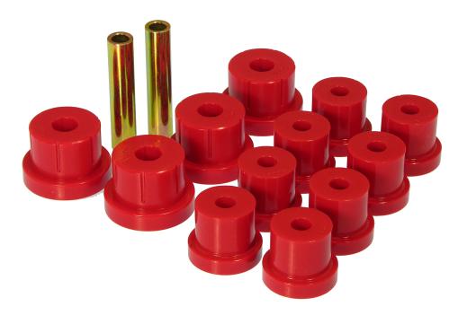 Prothane Rear Spring Eye and Shackle Bushing Kit - Multi Leaf - Red