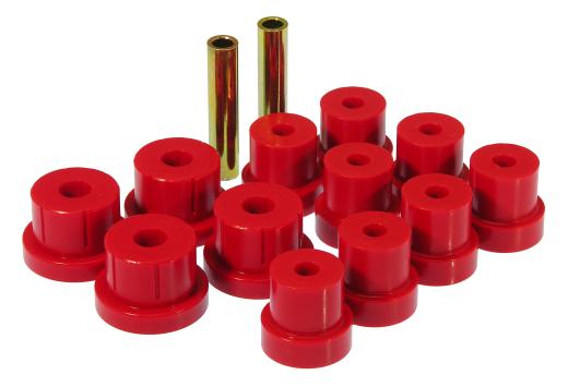 Prothane Rear Spring Eye and Shackle Bushing Kit - Multi Leaf - Red