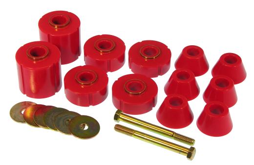 Prothane Body Mount Bushings and Radiator Support Bushings - Standard Cab - Red