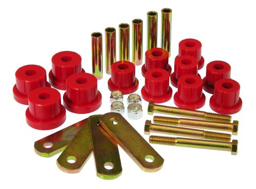 Prothane Rear Spring Eye and HD Shackle Kit - Multi Leaf - Red