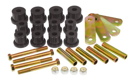 Prothane Rear Leaf Spring Eye Bushings and HD Shackle Kit - Mono Leaf - Black