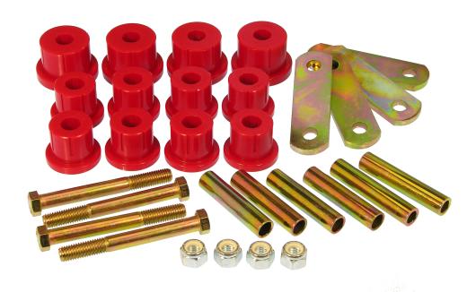 Prothane Rear Leaf Spring Bushings with Heavy Duty Shackles - Mono Leaf - Red