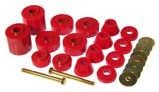 Prothane Body Mount Bushing and Radiator Support Bushings Kit - Red