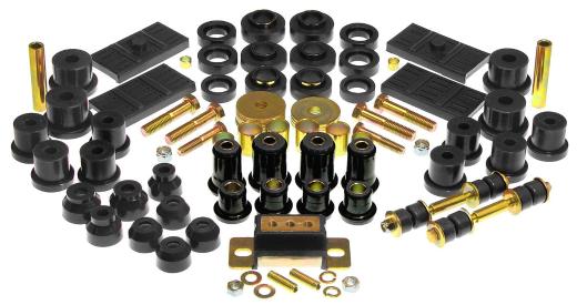 Prothane Total Front/Rear Bushings Kit - Black with Mono Leaf - with Transmission Mount