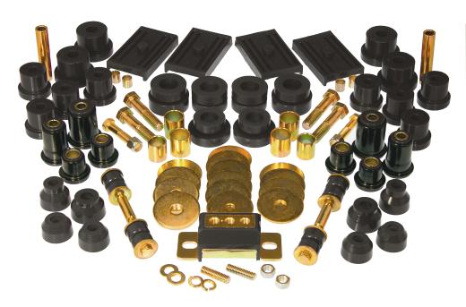 Prothane Total Front/Rear Bushings Kit - Black Multi Leaf - with Transmission Mount