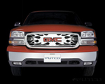 Putco Bolt-Over Grilles - Flaming Inferno Stainless Steel w/ Logo Cutout