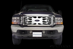 Putco Bolt-Over Grilles - Flaming Inferno Stainless Steel w/ Logo Cutout & Side Vents