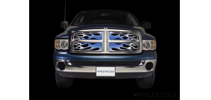 Putco Bolt-Over Grilles - Flaming Inferno Stainless Steel Painted (Blue)