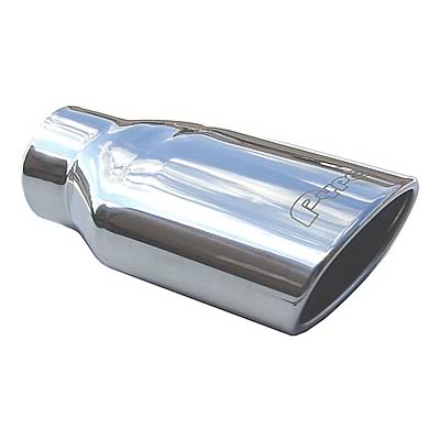 Pypes Stainless Steel Polished Exhaust Tip - Oval - Slant Cut - Rolled Edge - 2.5