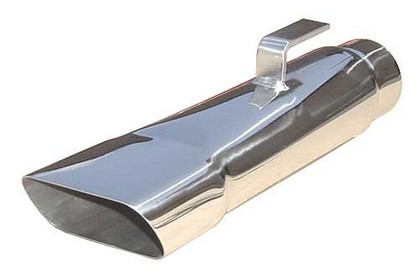 Pypes Stainless Steel Polished Exhaust Tip - Rectangular - Slant Cut - Rolled Edge - 2.5