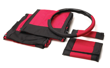 Rampage Interior Comfort Combo Pack with Rear Black/Red Polycanvas Seat Cover and 2 Belt Pads 