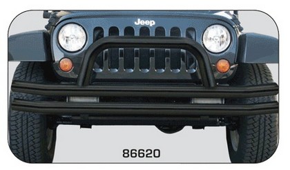 Rampage Double Tube Front Bumper with Hoop - Black