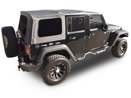 Rampage Soft Top Replacement Plus - Diamond Black Sailcloth with Tinted Windows and Door Skins 9 