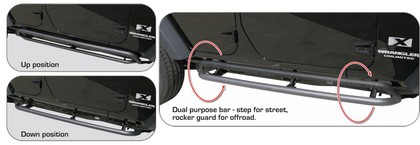 Rampage SRS Side Bar Retractable RockerGuard Step - Textured Finish