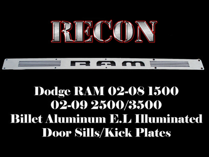 Recon Billet Aluminum with BLUE E.L. Illuminated Door Sill / Kick Plate