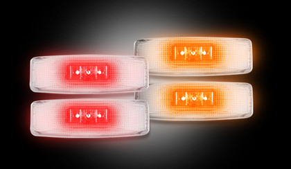 Recon Dually Fender Lenses (4-Piece Set) w/ 2 Red L.E.D Lights & 2 Amber L.E.D. Lights - Clear Lens w/ Chrome Trim