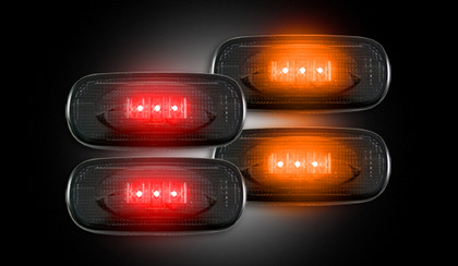 Recon Dually Fender Lenses (4-Piece Set) w/ 2 Red L.E.D Lights & 2 Amber L.E.D. Lights - Smoked Lens w/ Black Trim