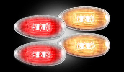 Recon Dually Fender Lenses (4-Piece Set) w/ 2 Red L.E.D Lights & 2 Amber L.E.D. Lights  - Clear Lens w/ Chrome Trim