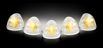 Recon (5-Piece Set) Clear Cab Roof Light Lens with Amber 194 Bulbs - Complete Kit with wiring & hardware