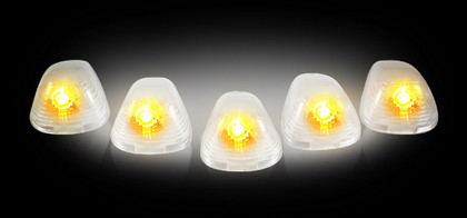 Recon (5-Piece Set) Clear Cab Roof Light Lenses Only & Amber Xenon Bulbs