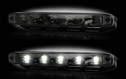 Recon LED Daytime Running Lights w White LEDs & Rectangular Shaped Housing aka 