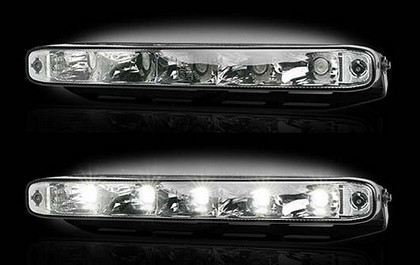 Recon LED Daytime Running Lights w White LEDs & Rectangular Shaped Housing aka 