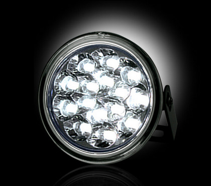 Recon LED Daytime Running Lights w White LEDs & Round Shaped Housing - CLEAR LENS