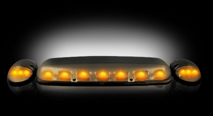 Recon Heavy-Duty (3-Piece Set) Smoked Cab Roof Light Lens w/ Amber LEDs - Replaces Factory Lights