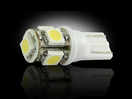 Recon 194/168 (5 L.E.D.s on each bulb) 360 Degree L.E.D. Bulbs Wedge Style - AMBER 