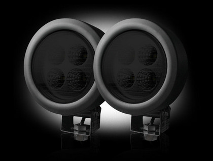 Recon LED Driving Light Kit - Round Circle - Black Chrome Internal Housing with Clear Lens w/ Black Rubber External Housing