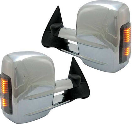 Restyling Ideas Towing Mirror Chrome Covers Covers with LED Turn Signal Power - Chrome