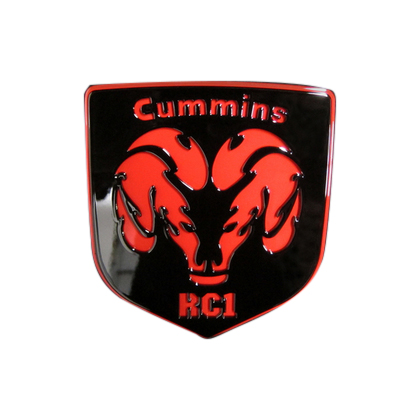 Royalty Core Cummins Fire Emblem - Gloss Black, Ram Red, RC1 Logo
