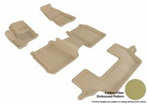 09-14 Flex (For Dual Retention Posts Only. Without Center Console in 2nd Row, 7 Seats) 3D Maxpider Kagu Floormats - Tan - Set (4-Piece)