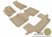 09-14 Flex (For Dual Retention Posts Only. With Center Console in 2nd Row, 6 Seats) 3D Maxpider Kagu Floormats - Tan - Set (4-Piece)