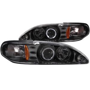 1994-1998 FORD  MUSTANG   Anzo Projector Headlights - With Halo Black 1 - Piece